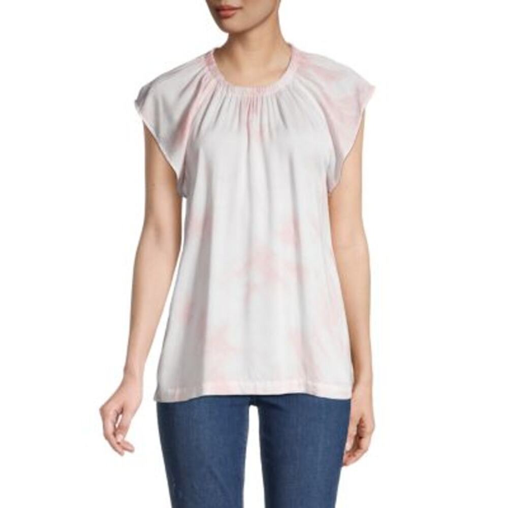 Anthropologie Cloth & Stone Pink Tie-Dye Cap Sleeve Relaxed Fit Ecovero Top, M